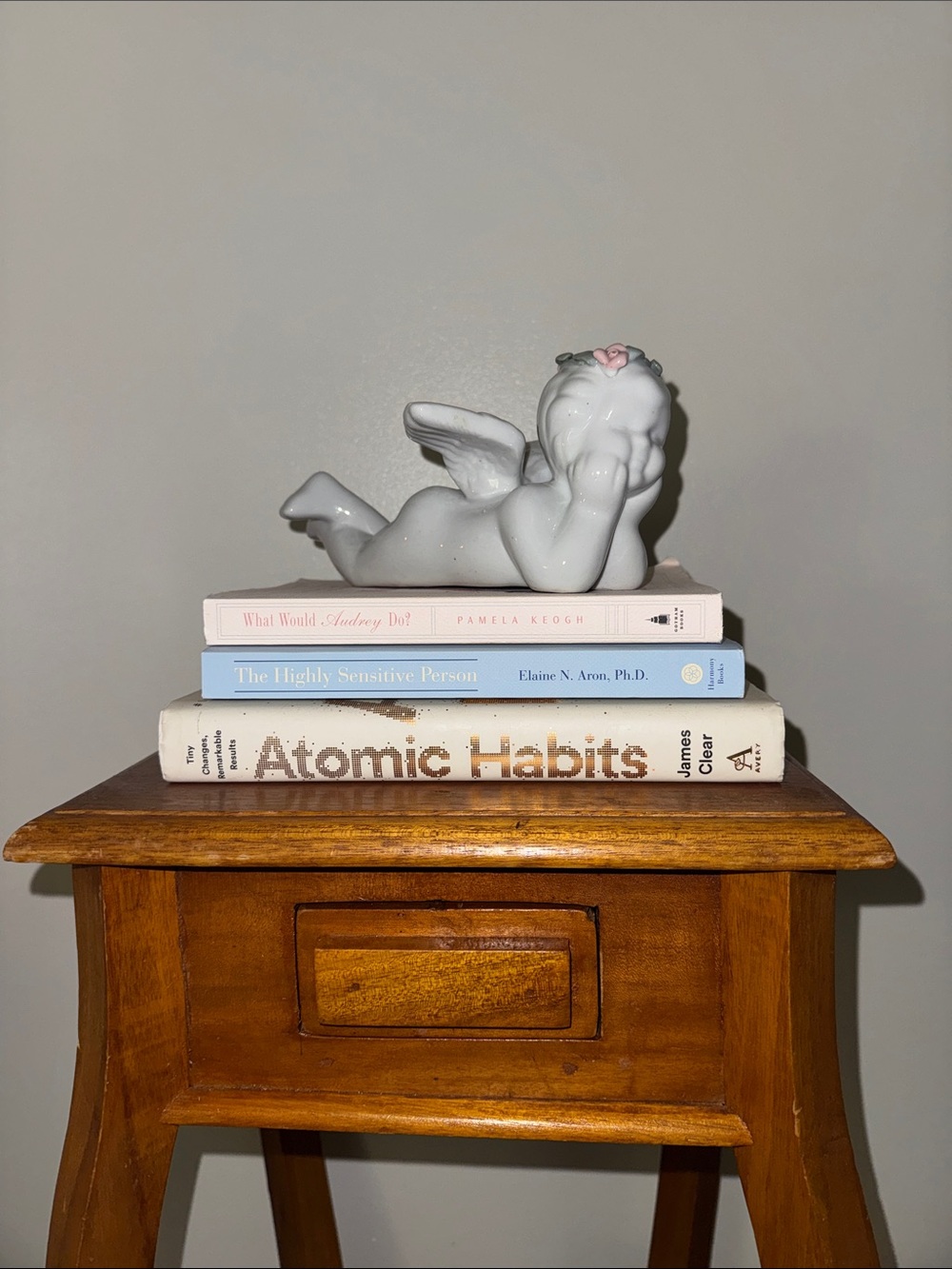 Porcelain Cherub Wall Art with Pink Floral Wreath